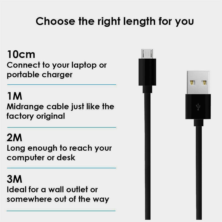 Heavy Duty Extra Long Fast Charge Micro USB Extension Data Sync Cable ...