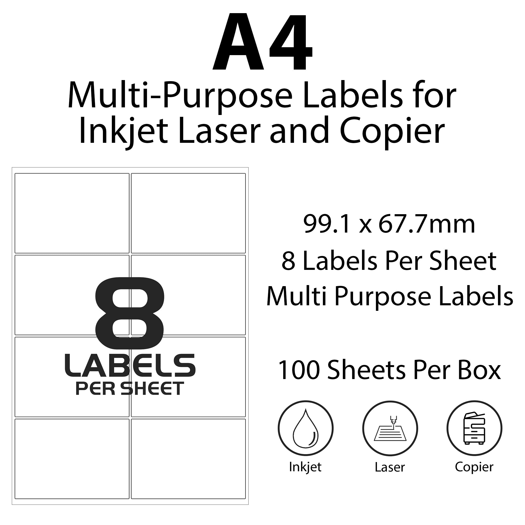 Address Labels Stickers White A4 Sheets Self Adhesive Inkjet Paper Laser Printer Label