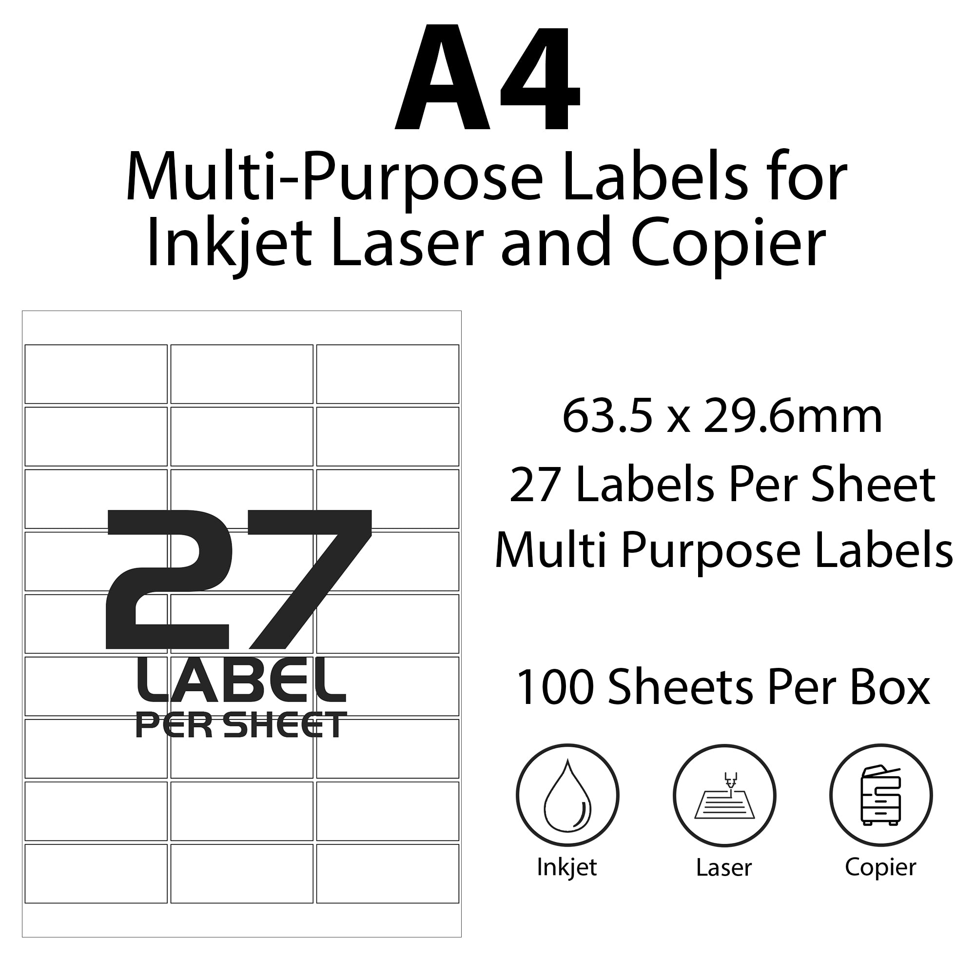 Address Labels Stickers White A4 Sheets Self Adhesive Inkjet Paper Las ...