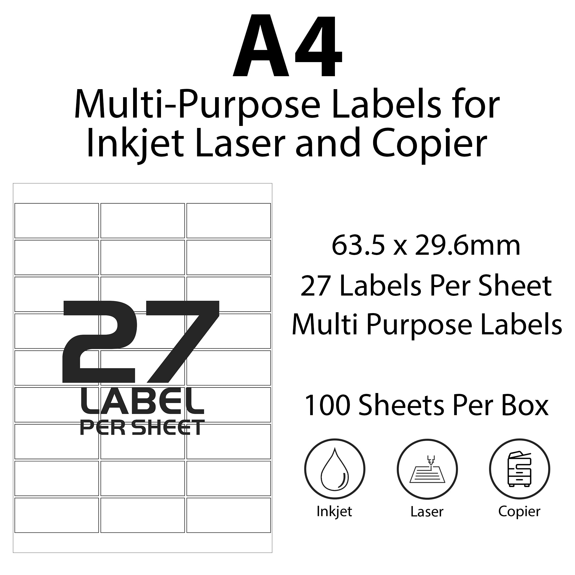 Address Labels Stickers White A4 Sheets Self Adhesive Inkjet Paper Laser Printer Label