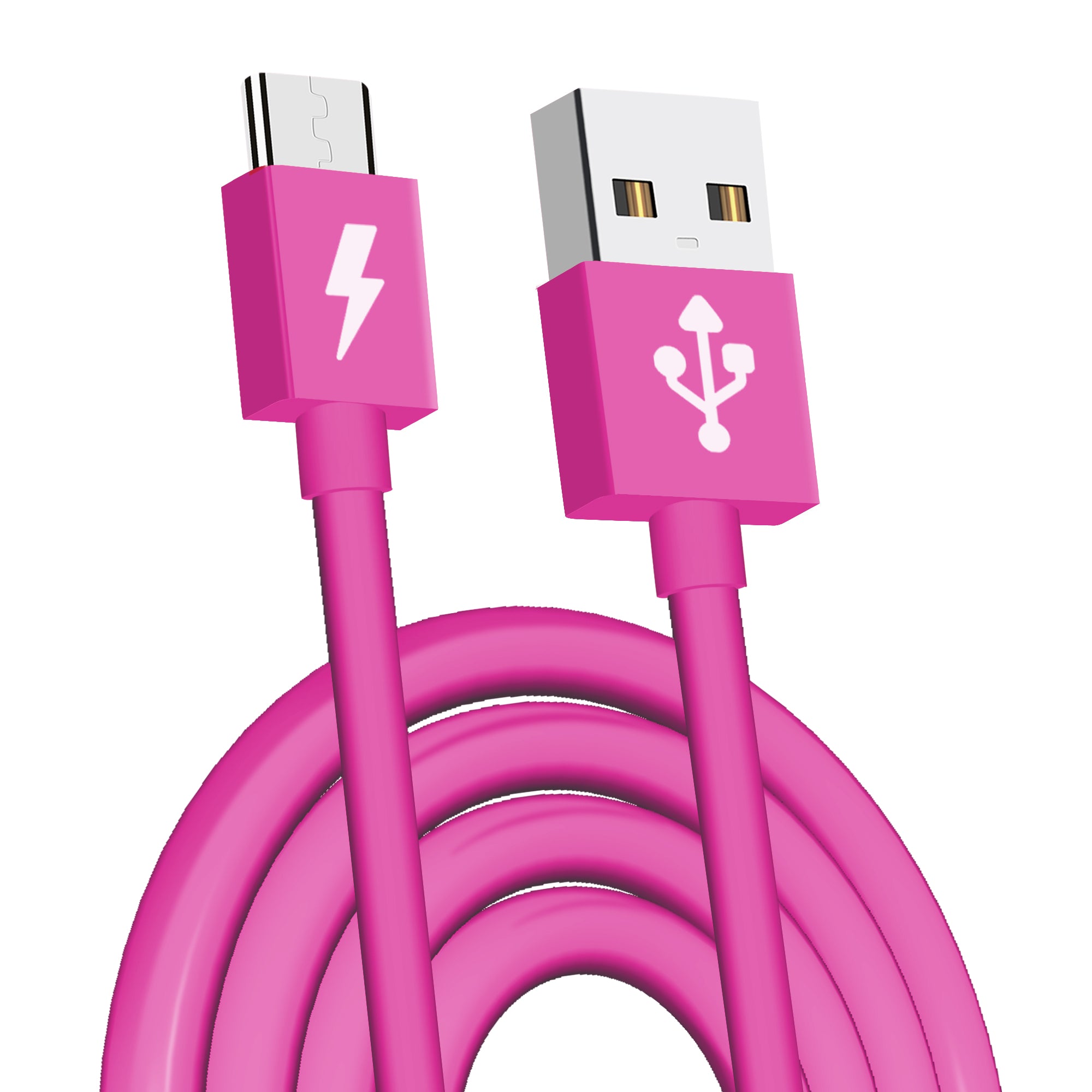 Micro USB 2.0 Data Sync Charger Cable Lead For Mobile Phones 3m Long in Unique Colours.