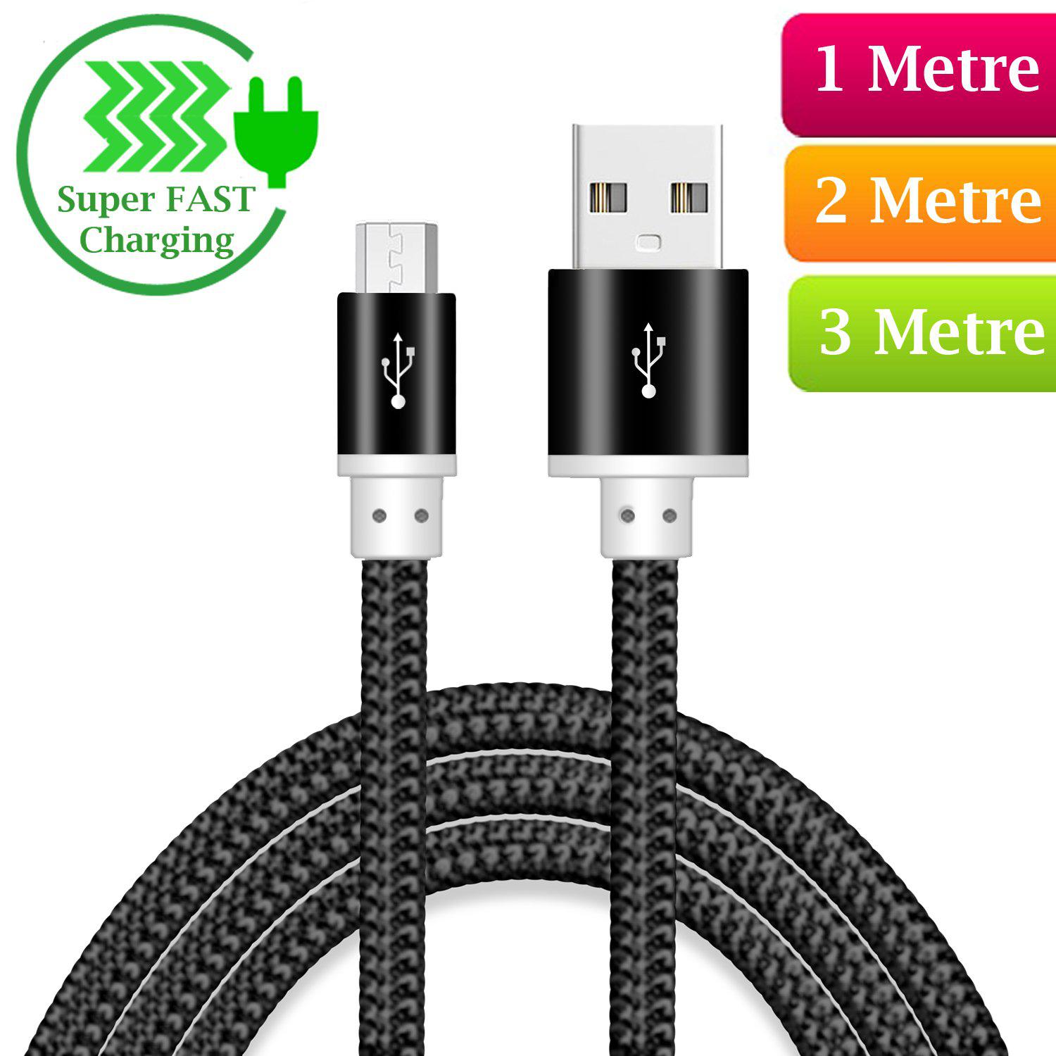 Heavyduty Braided Extra Long Fast Charge Micro USB Data Sync Phone Charger Cable - iSOUL