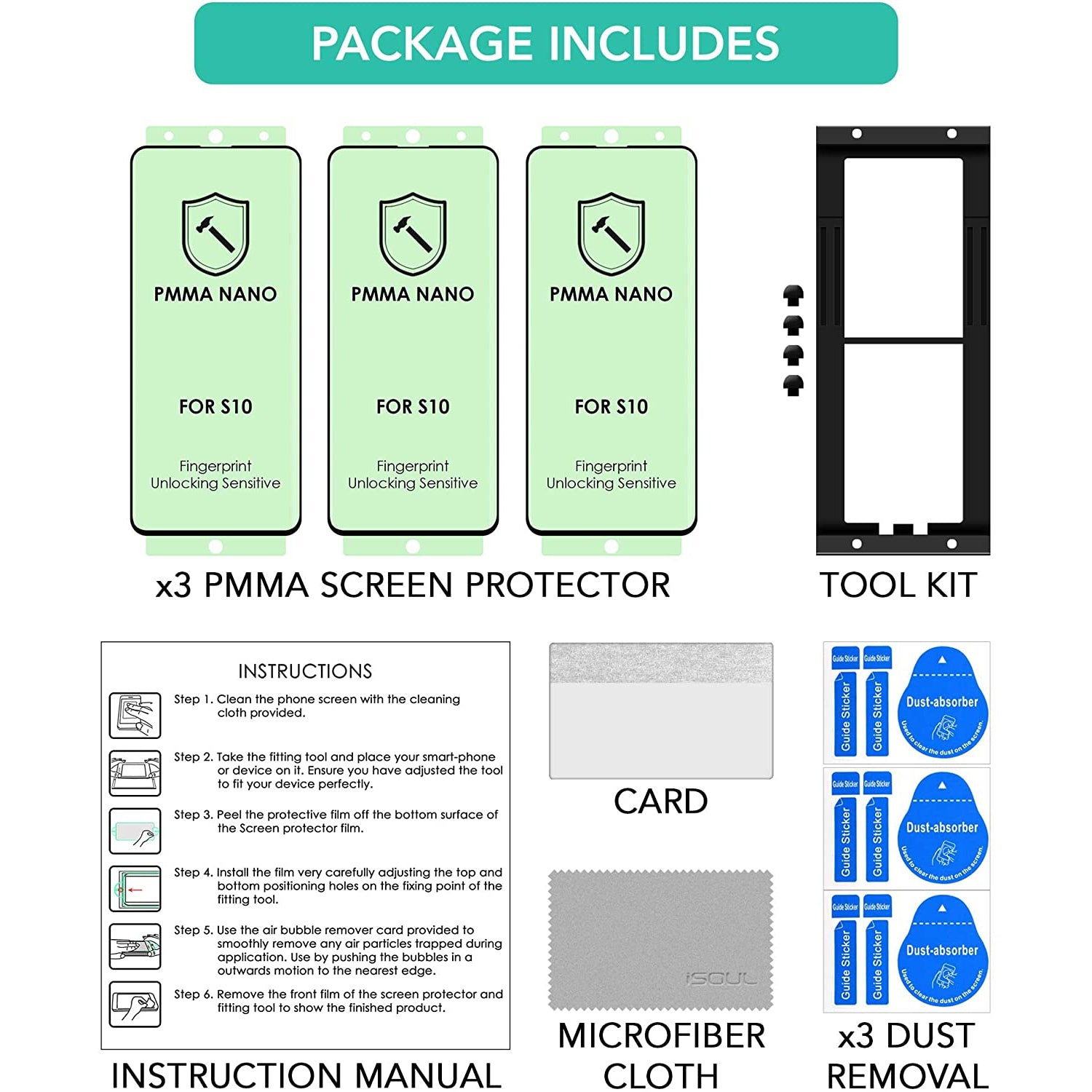 ISOUL 3 Pack Flexible Screen Protector for Samsung Galaxy S10 6.1"