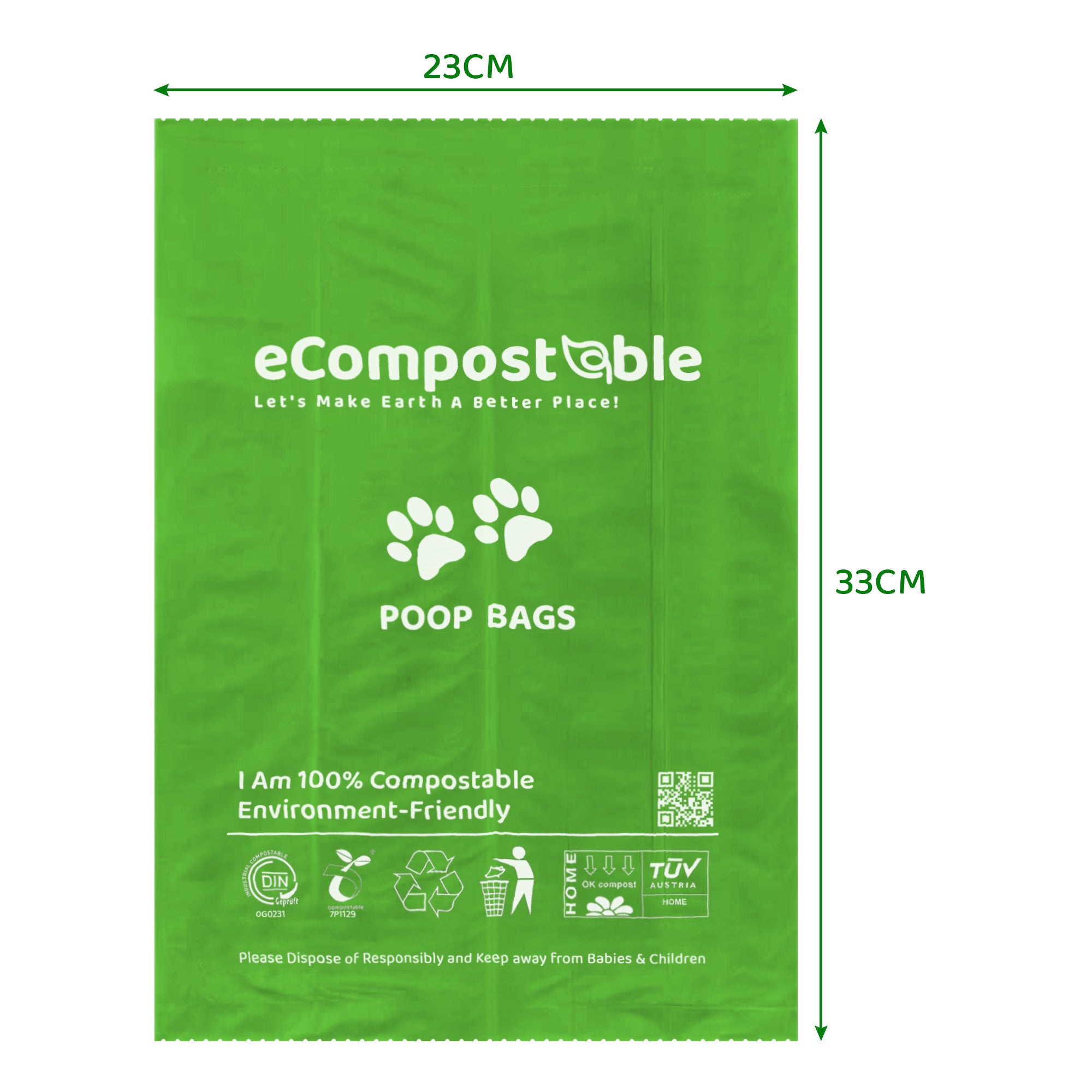 Compostable Poo Bags Environment-Friendly Leak Proof Dog Poop Bags