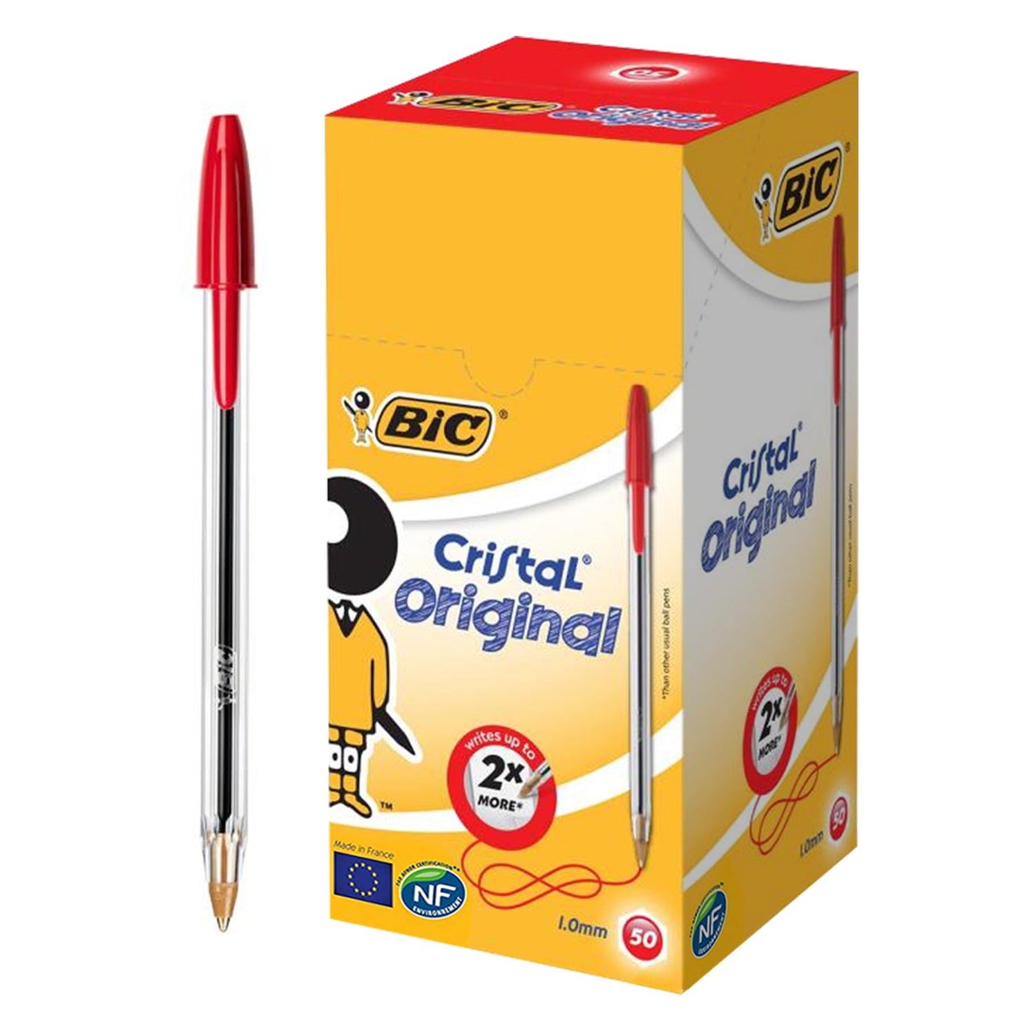 BIC Cristal Original Ballpoint Pens Medium Point (1.0 mm) Tip Line Biro Pen