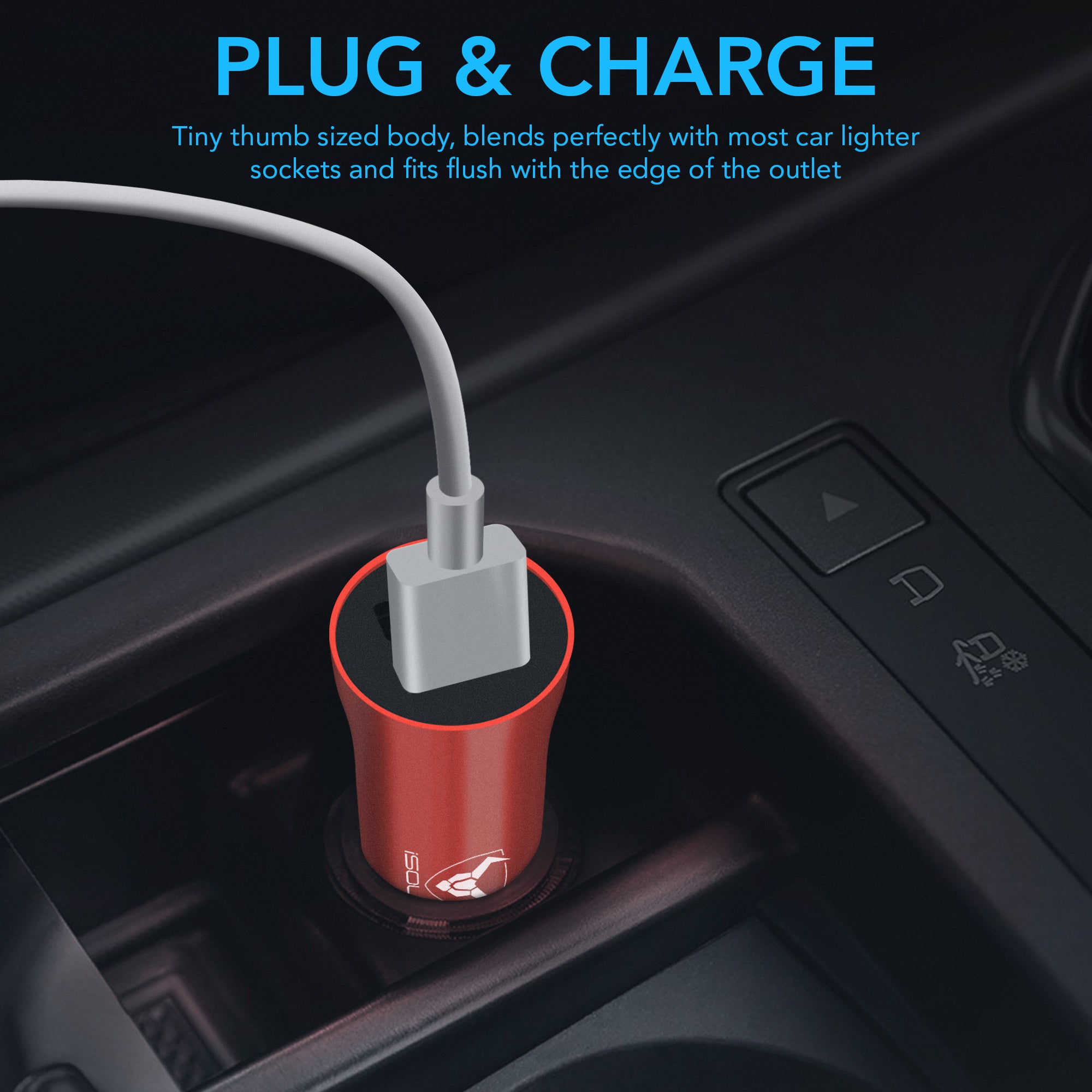 Red Car Charger, Fast Charging Dual USB 3.1A Car Phone Charger
