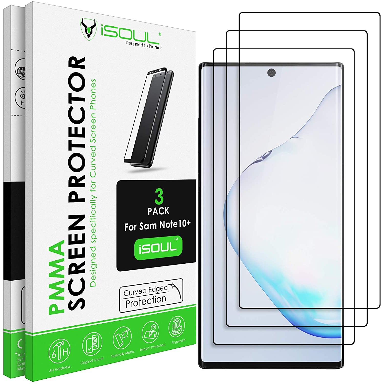 iSOUL Screen Protector for Samsung Galaxy Note 10 Plus 6.8" Pack of 3
