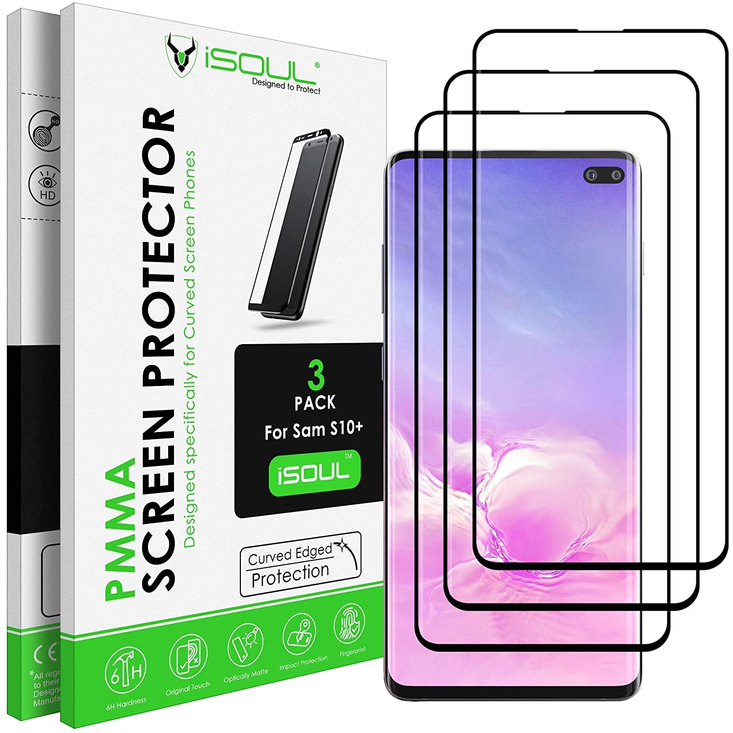 iSOUL 3 Pack Flexible Screen Protector for Samsung Galaxy S10 Plus 6.4