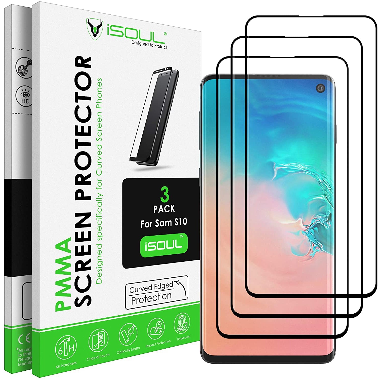 ISOUL 3 Pack Flexible Screen Protector for Samsung Galaxy S10 6.1"