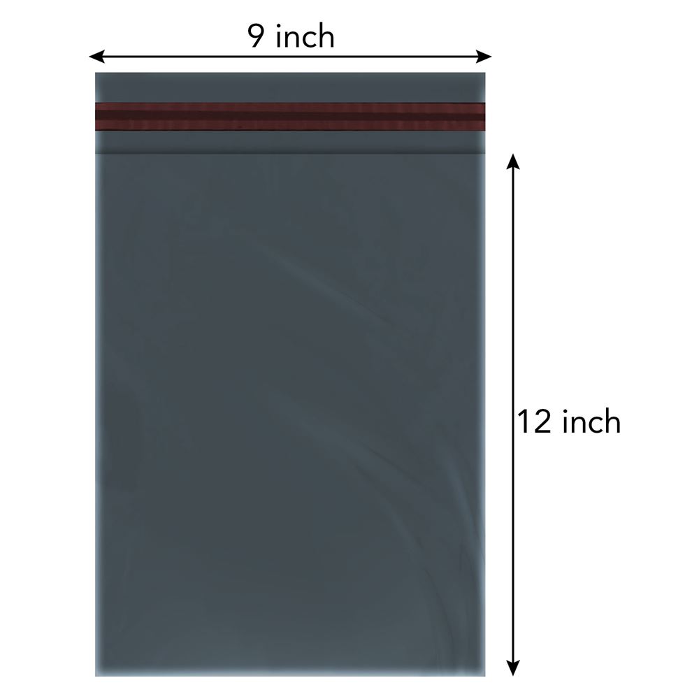 Mailing Bags, 9" x 12" (229mm to 305mm), Grey Plastic Poly Self Seal Bag