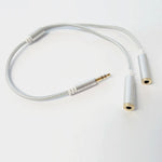 iSoul Braided 3.5mm Headphone Earphone Y Aux Splitter Adapter Jack Male to Dual Female Silver - iSOUL