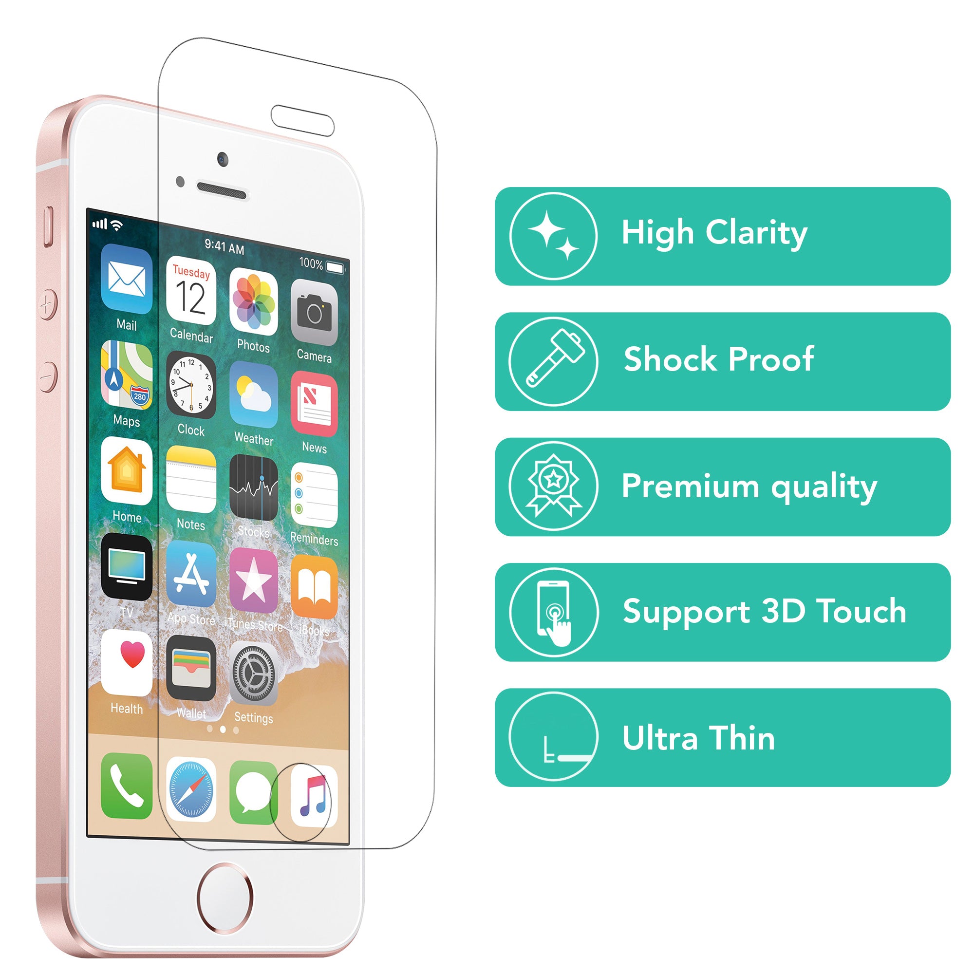 iPhone 5 / 5S / 5C / SE 1st Gen Tempered Glass Screen Protector