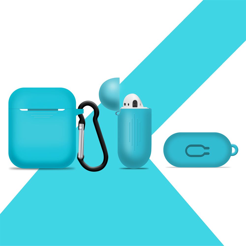 Silicone Sky Blue Airpod Case for Airpods 1st Gen and 2nd Gen - iSOUL