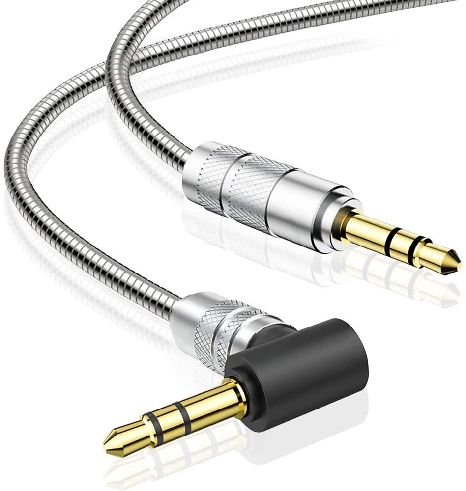 1m 3.5mm Jack Plug Aux Metal Cable Audio Lead Silver For Headphone MP3 iPod Car.