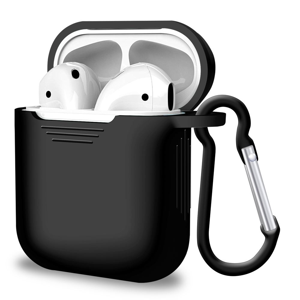 Black Silicone Airpods Case for Airpods 1st and 2nd Gen - iSOUL