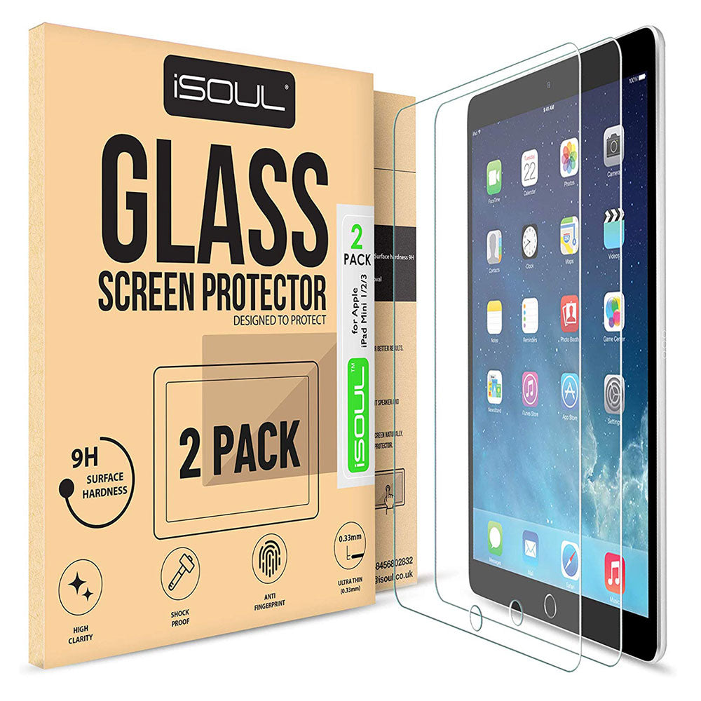 2X Screen Protector for Apple iPad Mini 1 / iPad Mini 2 / iPad Mini 3 Tempered Glass - iSOUL