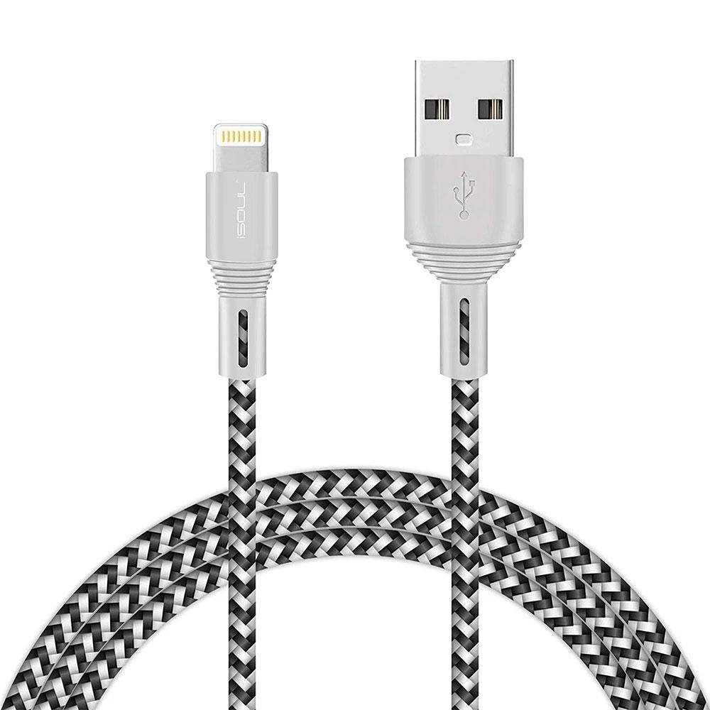 iSOUL Apple Lightning iPhone Charger Data Cable - 15cm / 1M / 2M Long Nylon Braided Lead USB Fast Charge Sync.