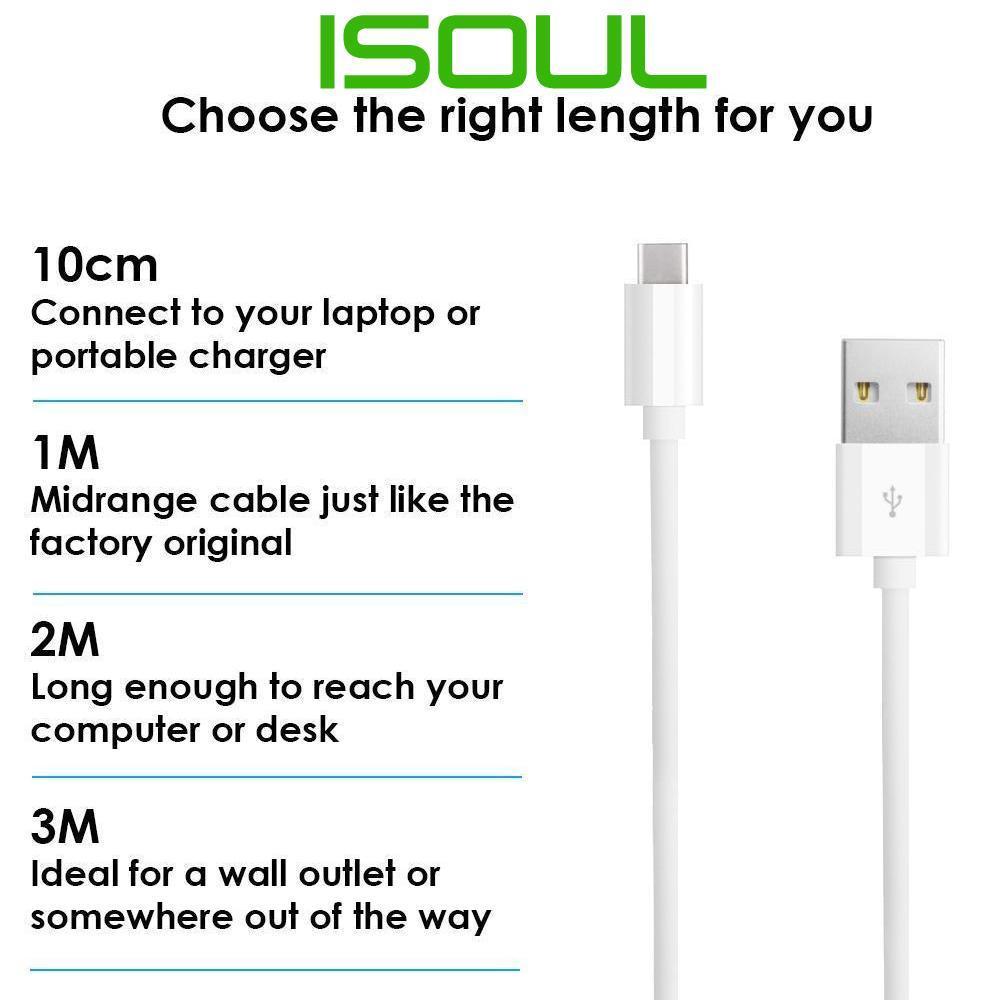 Heavyduty USB C Type C Data Lead Fast Charge Phone Charger Extension Cable 2m 3m - iSOUL