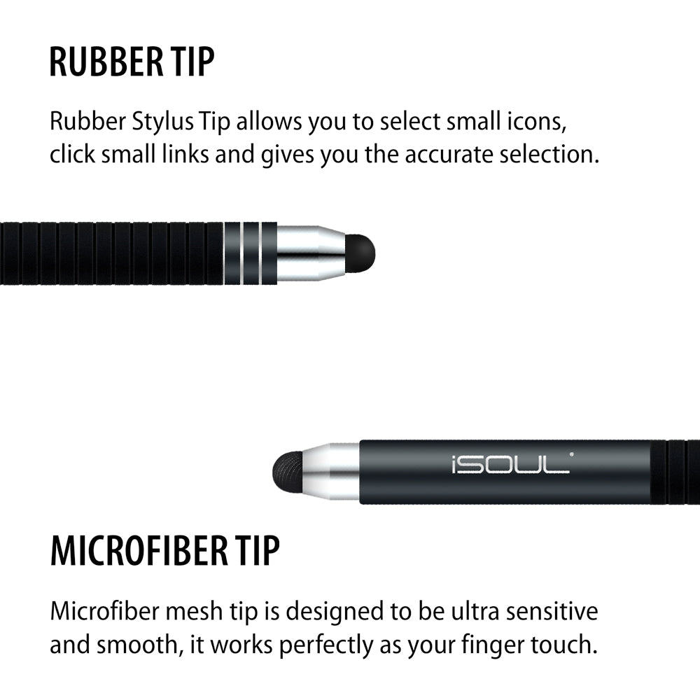 iSOUL Stylus Pen for iPad Tablet iPhone with Microfiber Tips