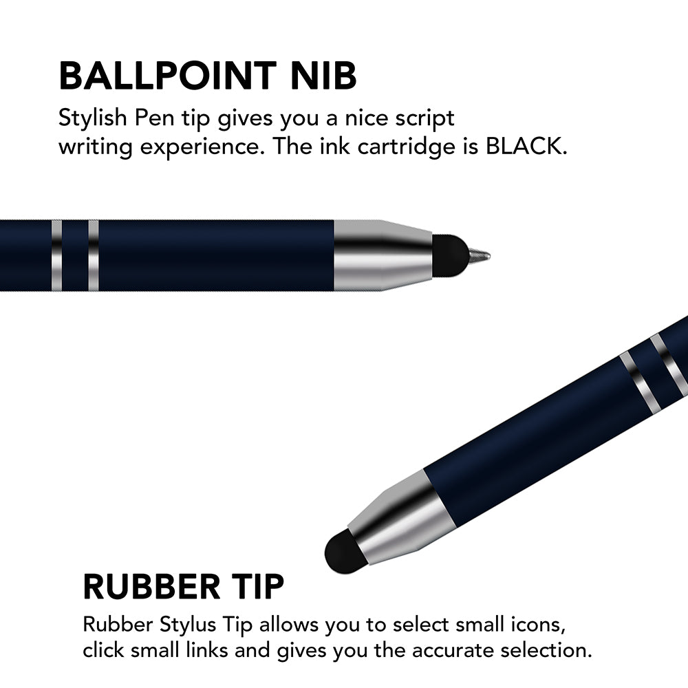 Comfortable Stylus Touch Screen Pen with Ballpoint Nib Rubber Tip - iSOUL