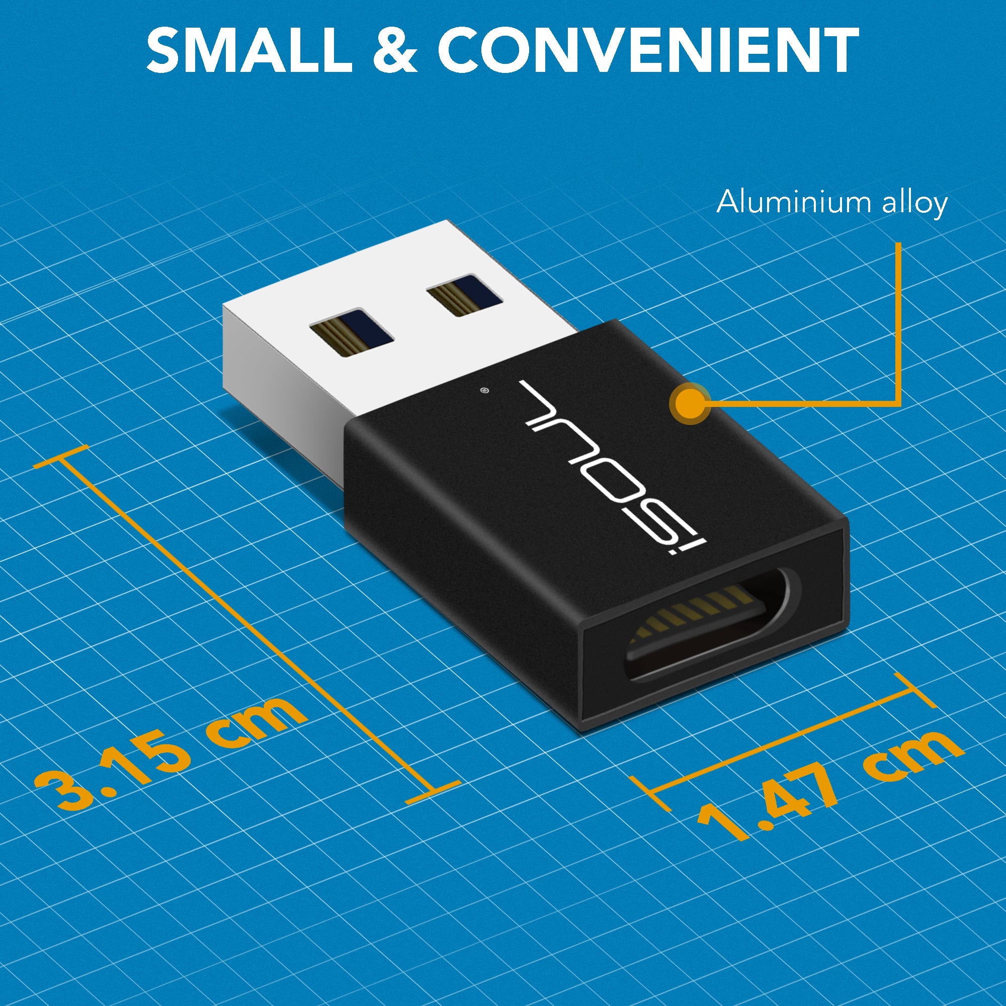 USB 3.0 Type-A Male To USB Type-C Female Connector Converter - Black